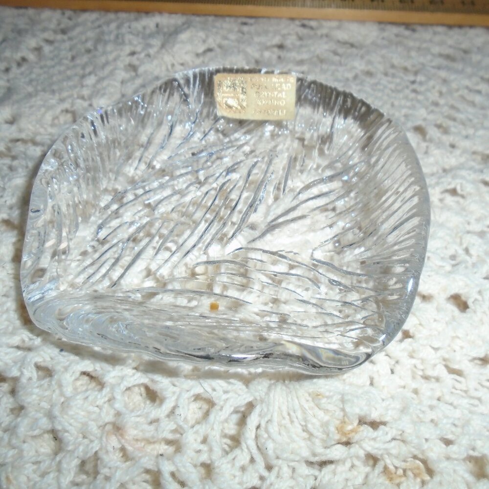 Vintage Hadeland Glassverk Norway Clear Textured Crystal Glass Candle Holder, Ri